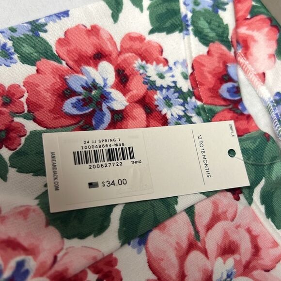 Janie and Jack 100048864 Floral Ponte Pant White Red and Green NWT - Picture 4 of 9